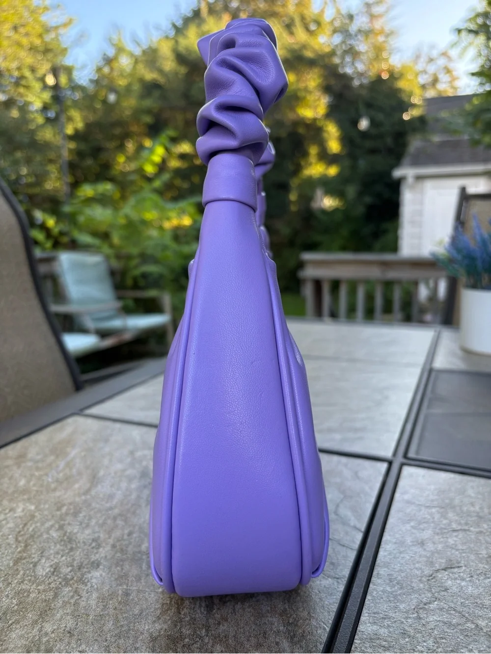 JW PEI Lilac Ruched-Handle Hobo Bag